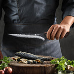 XINZUO 7.5 Inch Flexible Fillet Knife 67 Layers Damascus Steel with Burnt Oak Handle – Precision Fish & Boneless Meat Preparation Tool