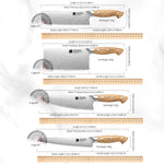 XINZUO 8PCS Kitchen Knife Set - Triple-Layer Composited Steel with Olive Wood Handle, Razor Sharp & Ergonomic Design-PIN Series