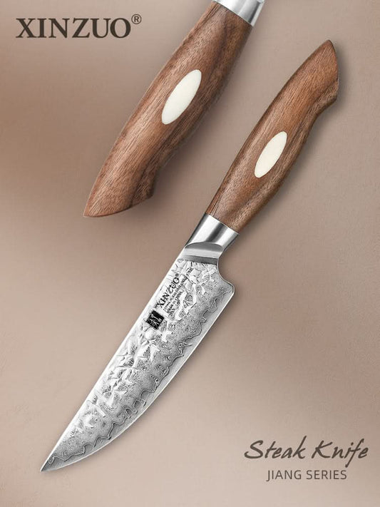 XINZUO 67 Layers Japanese AUS-10 Damascus Steel Steak Knife-Jiang Series