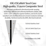 XINZUO Serrated Frozen Food Knife - Triple-Layer Composited Steel with Olive Wood Handle, Razor Sharp & Ergonomic Design-PIN Series