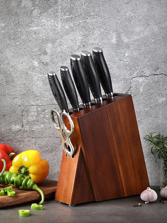 XINZUO 7-Piece 67 Layers Damascus Steel Kitchen Knife Set with Block and Kitchen Scissor-Ya Series