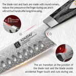 XINZUO 145 Layers Damascus Santoku Knife, Ergonomic Handle, Acacia Wooden Gift Box