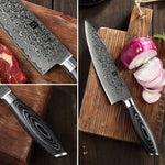 XINZUO 3-Piece 67 Layers Damascus Steel Kitchen Knife Set-Ya Series