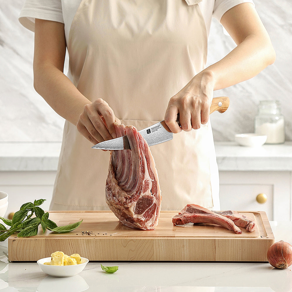 XINZUO Bone Fillet Knife - Triple-Layer Composited Steel with Olive Wood Handle, Razor Sharp & Ergonomic Design-PIN Series