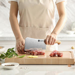 XINZUO Professional Chinese Bone Cleaver Knife - Triple-Layer Composited Steel with Olive Wood Handle, Razor Sharp & Ergonomic Design-PIN Series