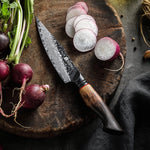 XINZUO 5.6 Inches 67 Layers Black Damascus Steel Kitchen Utility Knife with  Burnt Oak Handle MO-Series