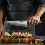 XINZUO 3-Piece 67 Layers Japanese AUS-10 Damascus Steel Kitchen Knife Set-Jiang Series