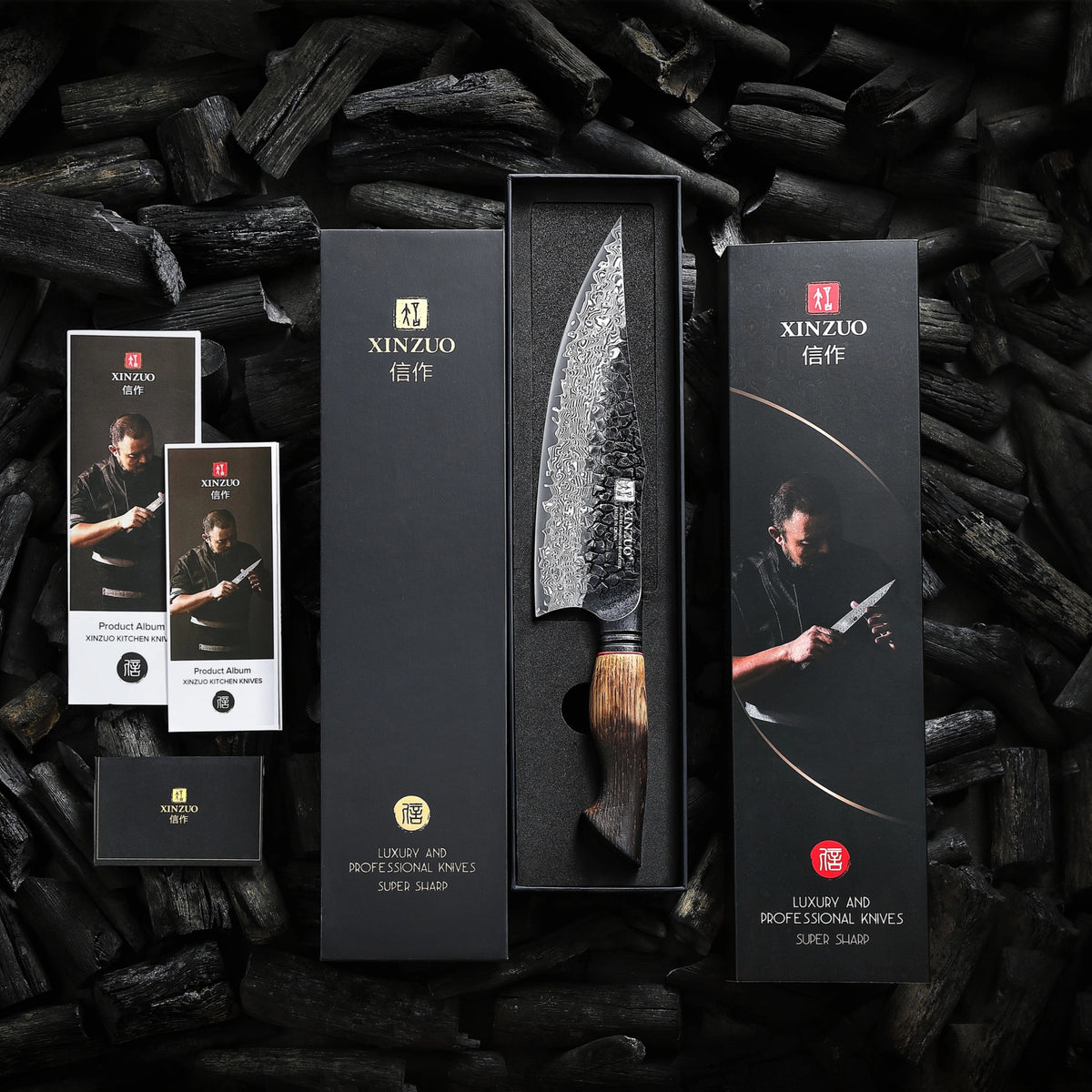 XINZUO 67 Layers Black Damascus Steel Chef Knife/Gyuto Chef Knife with Burnt Oak Handle