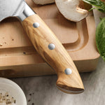 XINZUO Professional Santoku Knife - Triple-Layer Composited Steel with Olive Wood Handle, Razor Sharp & Ergonomic Design-PIN Series
