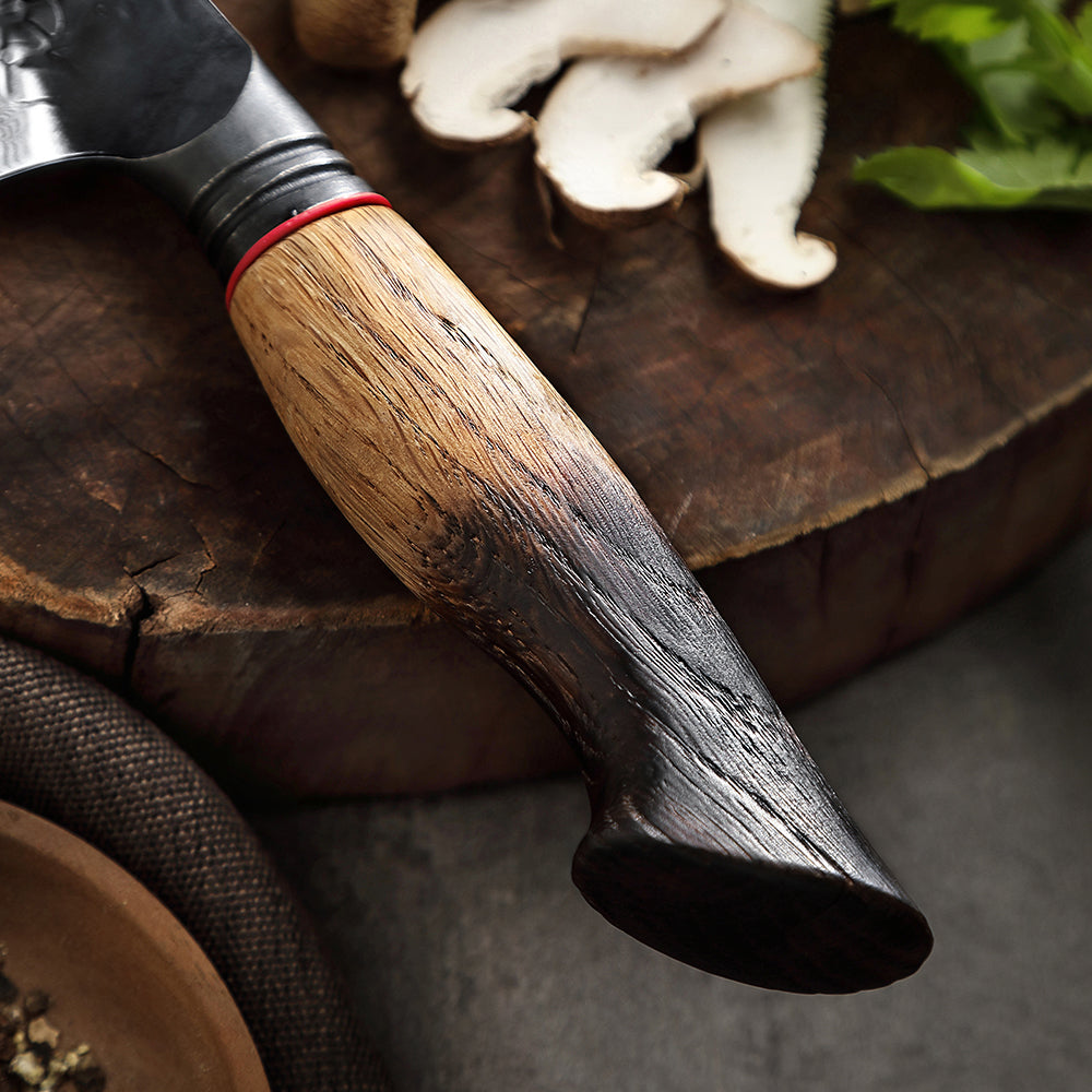 XINZUO 5.7 Inch Santoku Knife 67 Layers Damascus Steel with Burnt Oak Handle – Precision Japanese Multi-Purpose Chef Knife