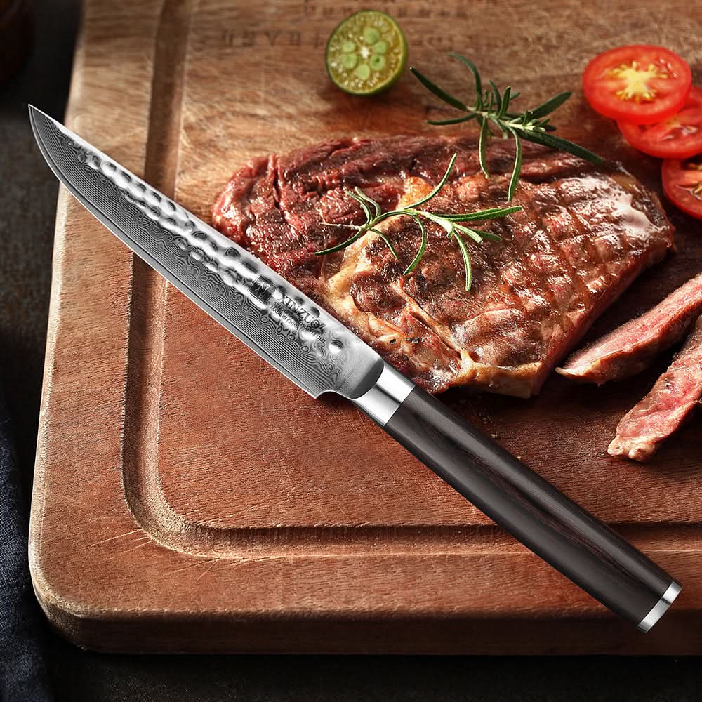 XINZUO HE STRIA HAMMER DAMASCUS SERIES 4PCS Steak Knives