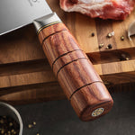 XINZUO 7.5 Inches Meat and Bone Knife, 3-Layer Forged Steel with Red Sandalwood Handle & Copper Rivets, 58-60HRC - Multi-Purpose Chef's Cleaver