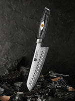 XINZUO 145 Layers Damascus Santoku Knife, Ergonomic Handle, Acacia Wooden Gift Box