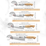 XINZUO 8PCS Kitchen Knife Set - Triple-Layer Composited Steel with Olive Wood Handle, Razor Sharp & Ergonomic Design-PIN Series