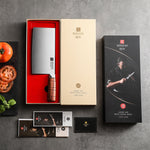 XINZUO 7.5 Inches Meat Cleaver Knife, 3-Layer Forged Steel with Red Sandalwood Handle & Copper Rivets, 58-60HRC