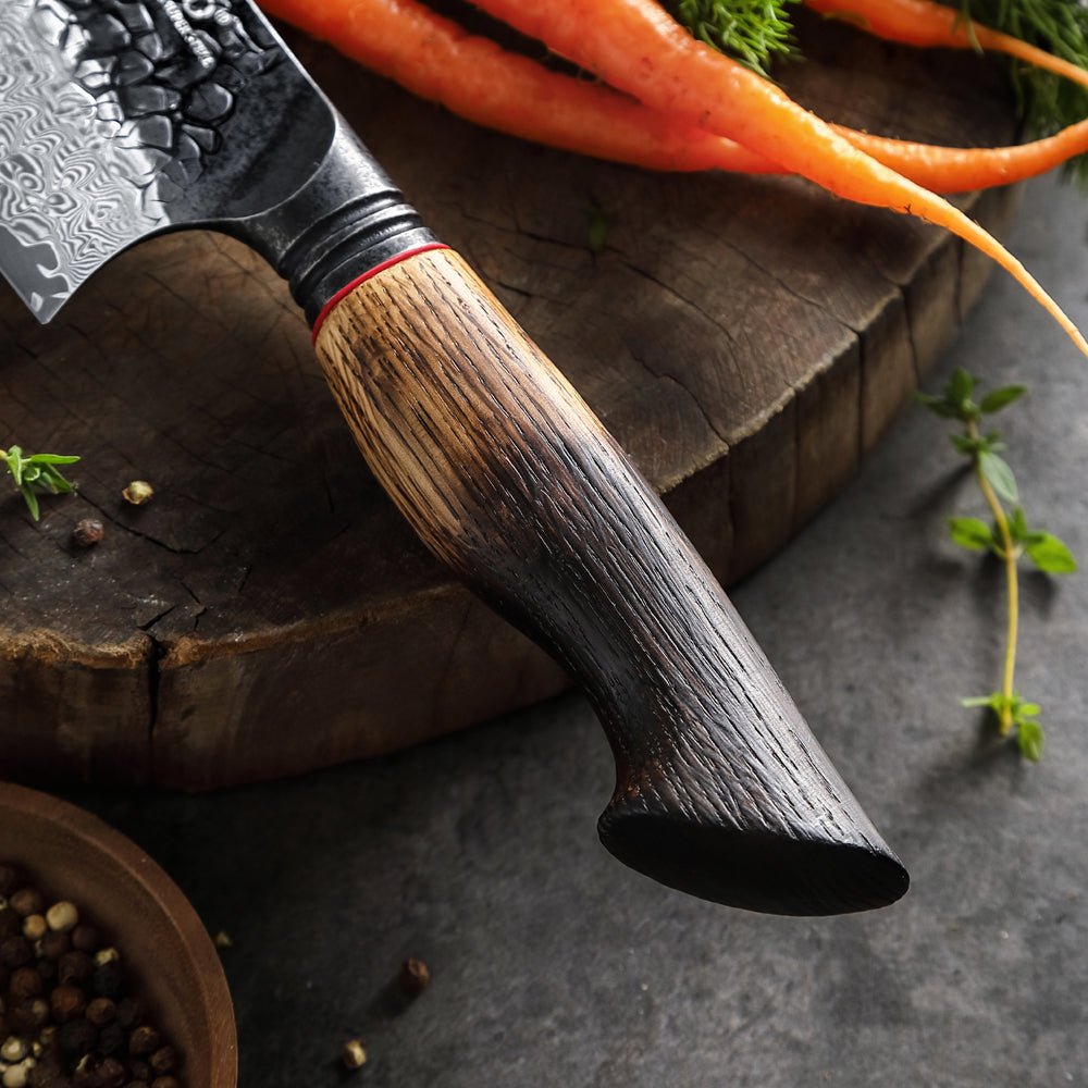 XINZUO 8-Piece Premium Damascus Steel Knife Set - Professional Kitchen Knives with Burnt Oak Handle