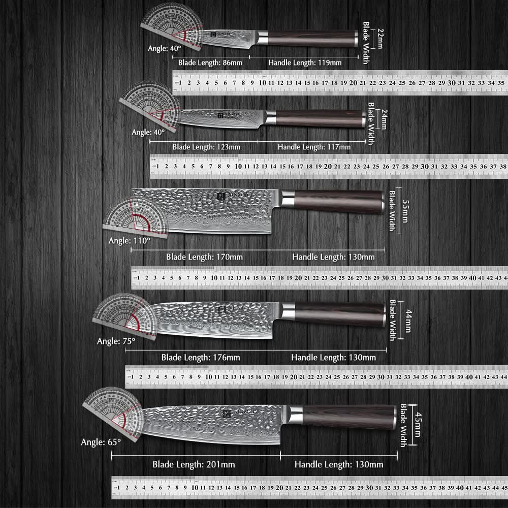 XINZUO HE STRIA HAMMER DAMASCUS SERIES 5PCS Kitchen Knife Set