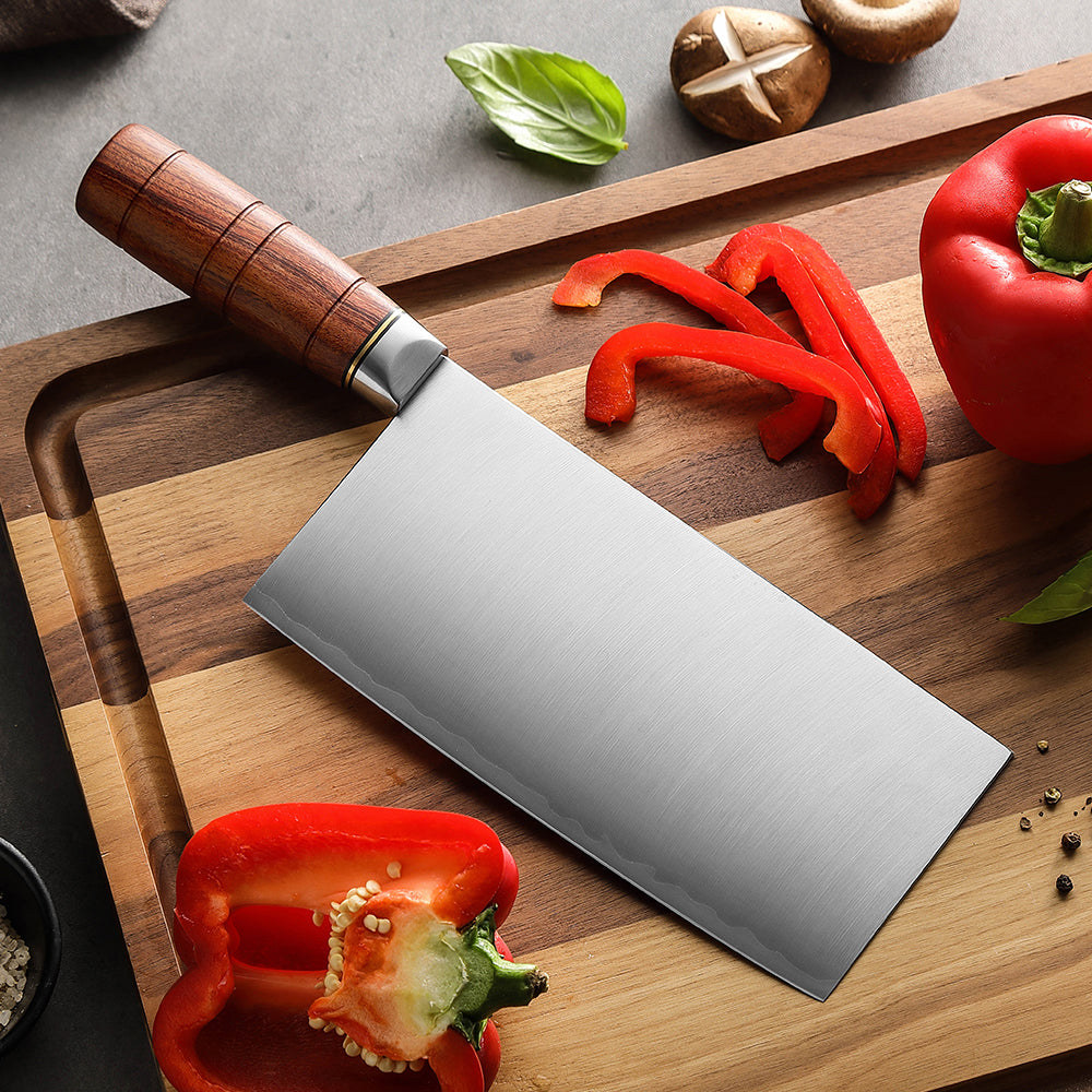 XINZUO 7.5 Inches Meat Cleaver Knife, 3-Layer Forged Steel with Red Sandalwood Handle & Copper Rivets, 58-60HRC