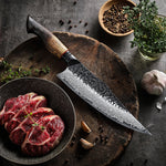 XINZUO 5-Piece Knife Set, 67 Layers Black Damascus Steel,Burnt Oak Handle MO-Series