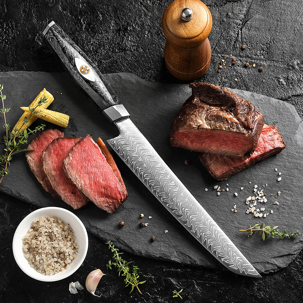 XINZUO 145 Layers Damascus Carving Knife, 8.5 Inches, Ergonomic Handle, Acacia Wooden Gift Box