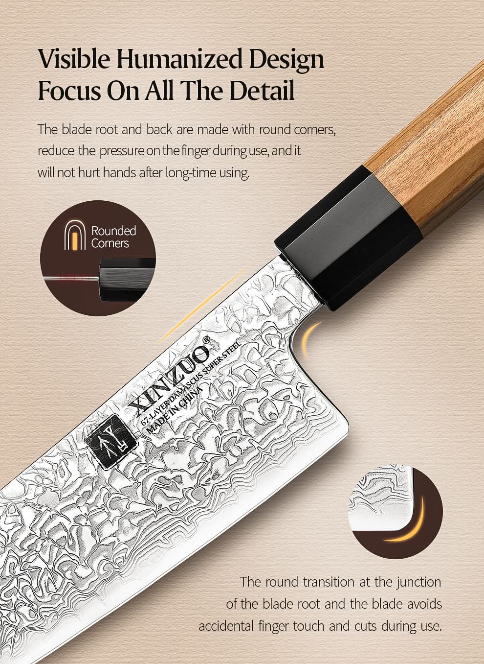 XINZUO PM8 Series 67 Layers Damascus Powder Steel Chef Knife 8.5 inches