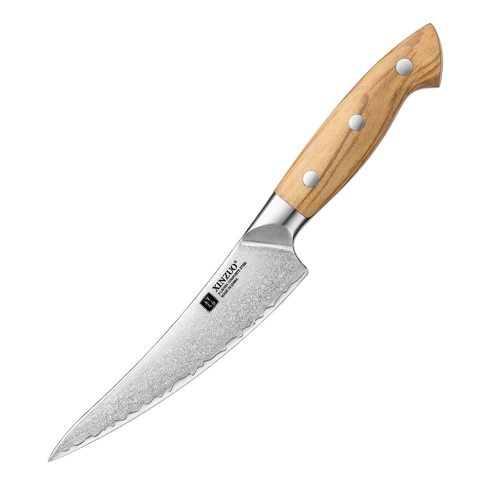 XINZUO Bone Fillet Knife - Triple-Layer Composited Steel with Olive Wood Handle, Razor Sharp & Ergonomic Design-PIN Series