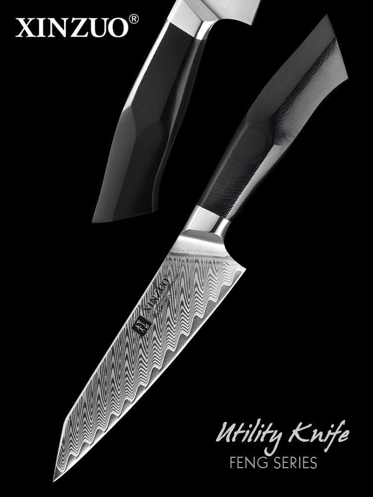Xinzuo B32 Feng Japanese Style Utility Knife 67 Layers Damascus