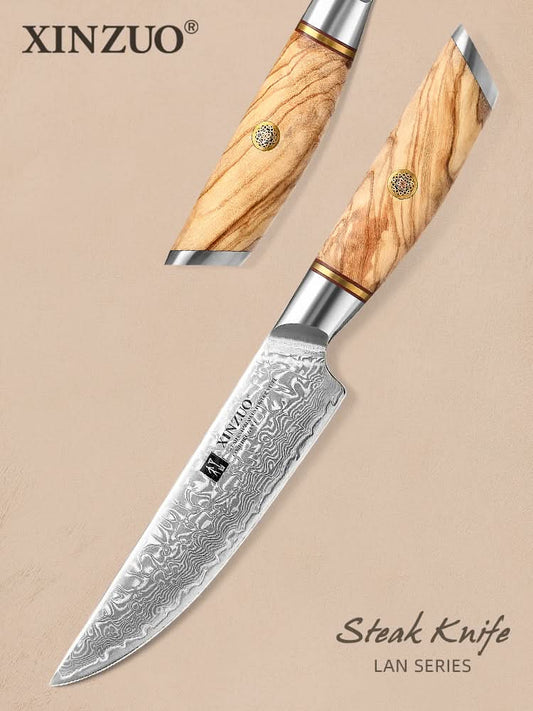 XINZUO Lan Series 73 Layers Damascus Powder Steel Steak Knife