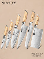 XINZUO Lan Series 3-layer Composite Steel 6PCS Knife Set