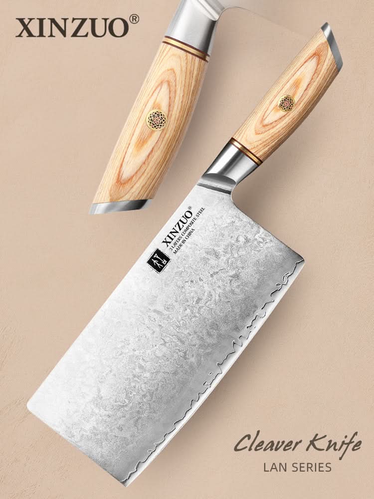 XINZUO Lan Series 3-layer Composite Steel 7.5 inches Cleaver Knife
