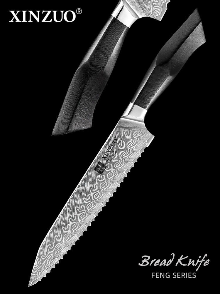 XINZUO Feng Series Damascus Bread Knife – XINZUO CUTLERY