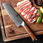XINZUO YU STRIA HAMMER DAMASCUS 7" inch Santoku Knife