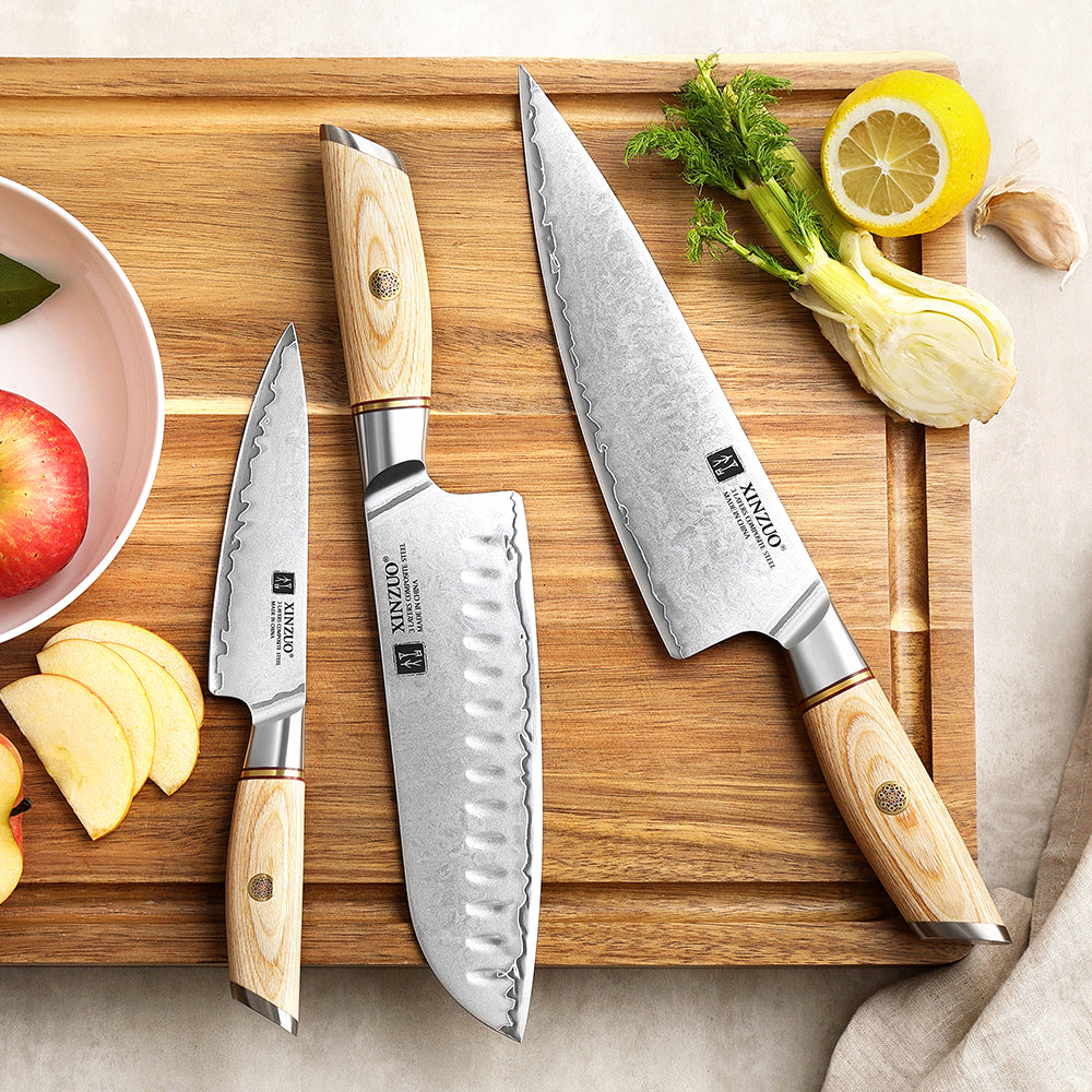 XINZUO Lan Series 3-layer Composite Steel Chef Knife – XINZUO CUTLERY