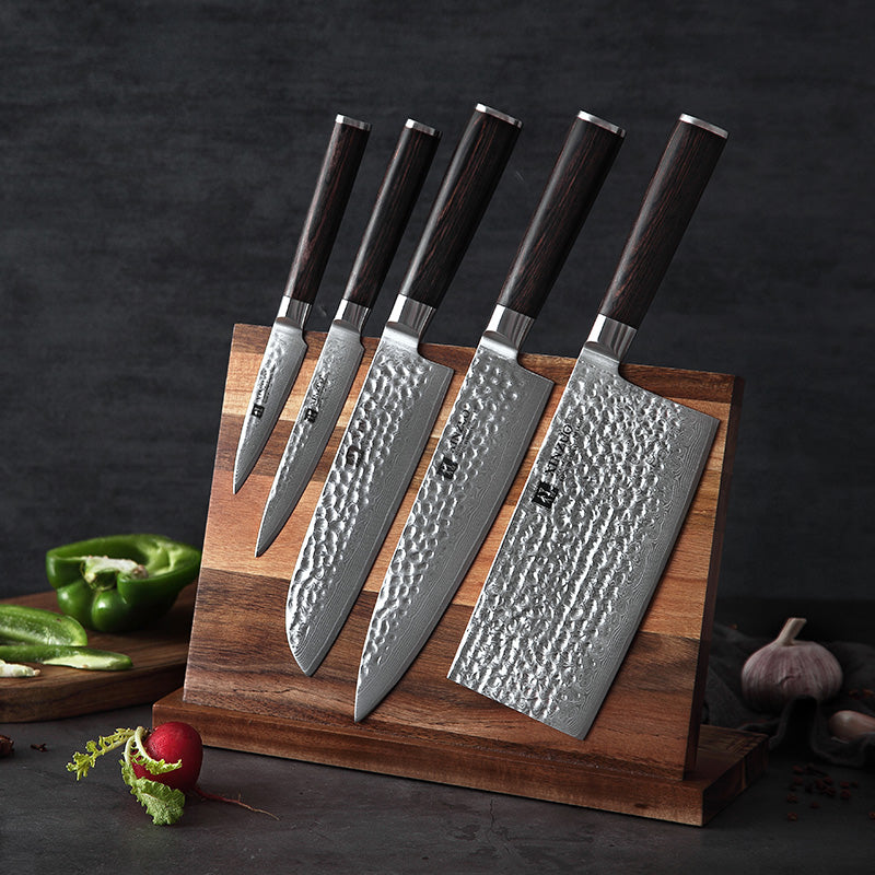 XINZUO YU STRIA HAMMER DAMASCUS SERIES 5Pcs Kitchen Knife Set