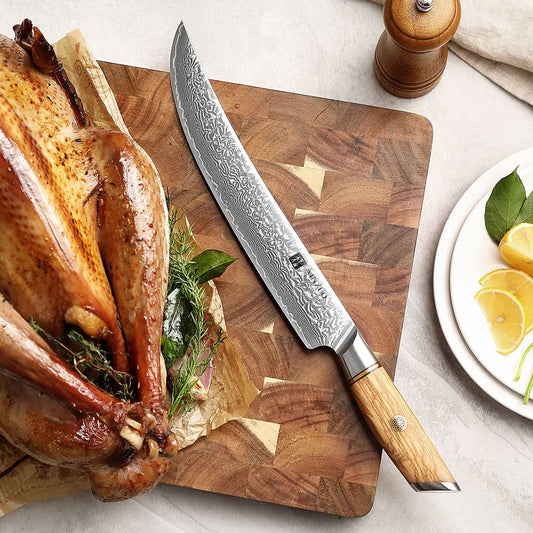 XINZUO Lan Series 73 Layers Damascus Powder Steel 10 inch Carving Knife