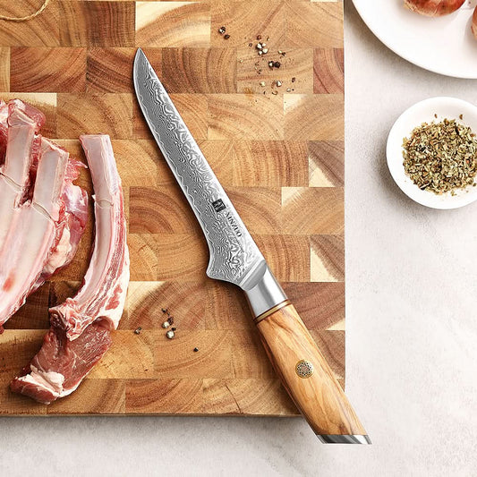 XINZUO Lan Series 73 Layers Damascus Powder Steel 5 inches Boning Knife.