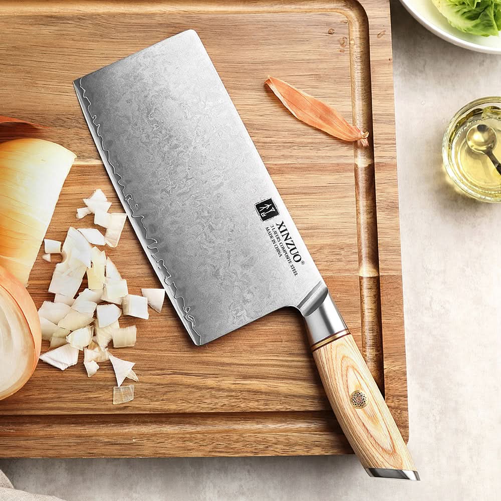 XINZUO Lan Series 3-layer Composite Steel 7.5 inches Cleaver Knife