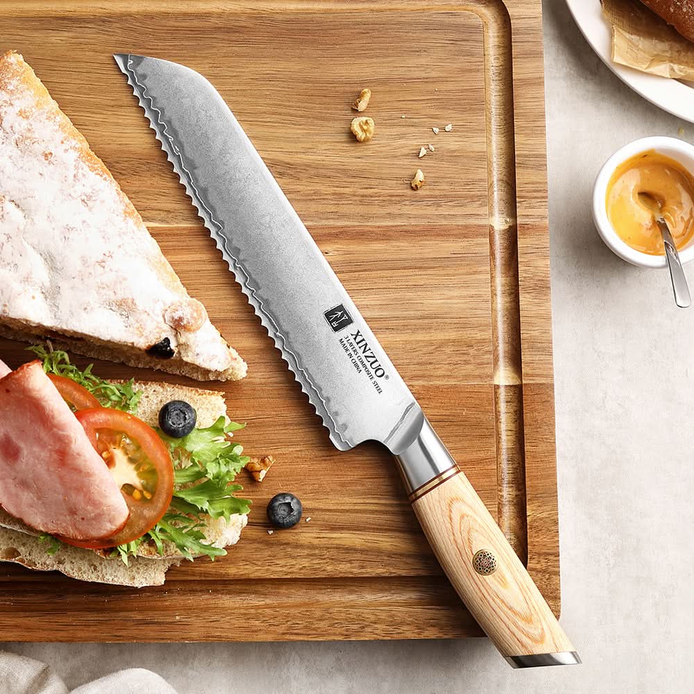XINZUO Lan Series 3-layer Composite Steel 8.5 inches Bread Knife