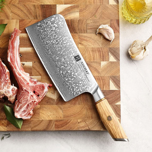 XINZUO Lan Series 73 Layers Damascus Steel Bone Chopper Knife