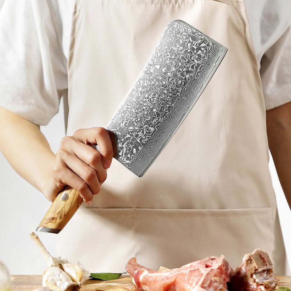 XINZUO Lan Series 73 Layers Damascus Steel Bone Chopper Knife