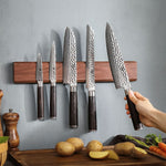 XINZUO 40cm Walnut Solid Wood Magnetic Knife Holder Double Row Strong Magnetic Force No Nails/ Punching Kitchen Accessories