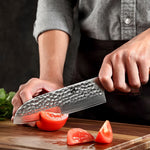 XINZUO YU STRIA HAMMER DAMASCUS 7" inch Santoku Knife