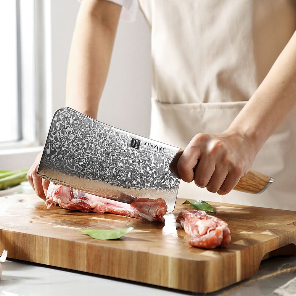 XINZUO Lan Series 73 Layers Damascus Steel Bone Chopper Knife