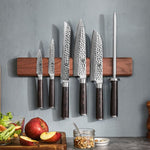 XINZUO 40cm Walnut Solid Wood Magnetic Knife Holder Double Row Strong Magnetic Force No Nails/ Punching Kitchen Accessories