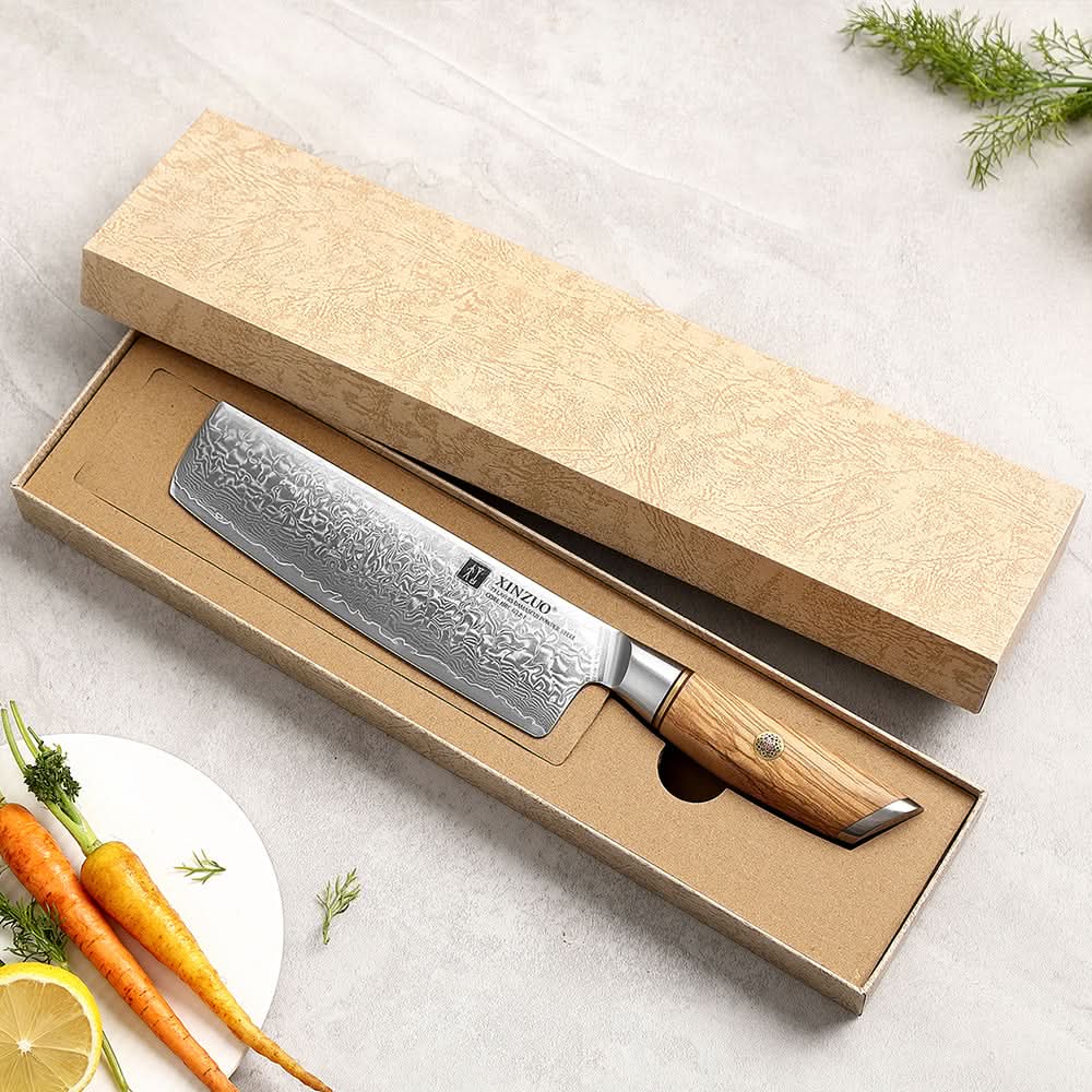 XINZUO Lan Series 73 Layers Damascus Powder Steel 7 inches Nakiri Knife