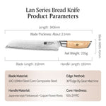 XINZUO Lan Series 3-layer Composite Steel 8.5 inches Bread Knife