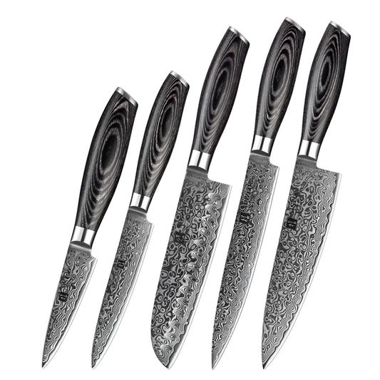 XINZUO 5-Piece 67 Layers Damascus Steel Kitchen Knife Set-Ya Series