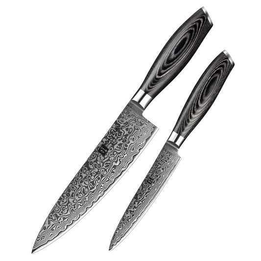XINZUO 2-Piece 67 Layers Damascus Steel Kitchen Knife Set-Ya Series