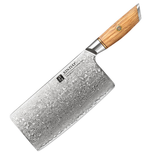 XINZUO Lan Series 73 Layers Damascus Powder Steel 7.5 inch Cleaver knife.