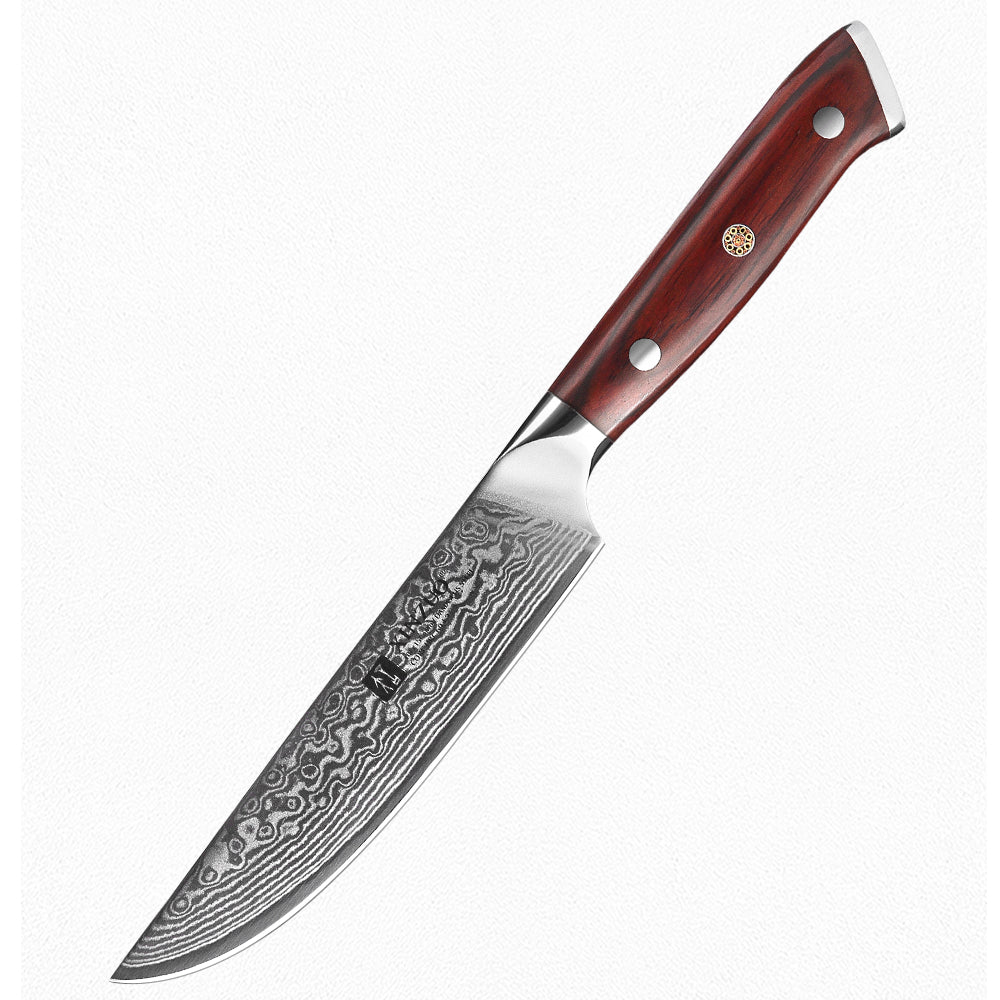 XINZUO 5 Inches Steak Knife - 67 Layers Damascus Steel Blade, Premium Rosewood Handle, Razor Sharp Kitchen Knife,